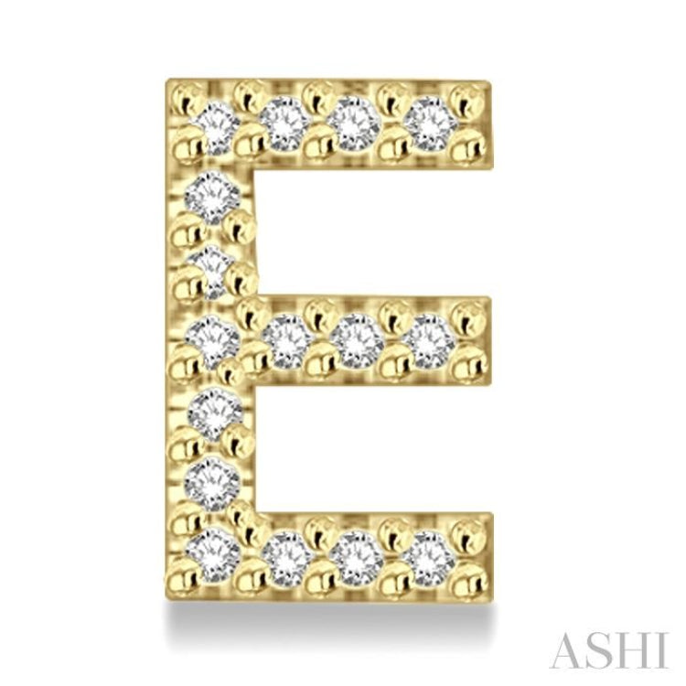 1/10 Ctw Initial 'E' Single Cut Diamond Earrings in 10K Yellow Gold