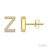 1/10 Ctw Initial 'Z' Single Cut Diamond Earrings in 10K Yellow Gold