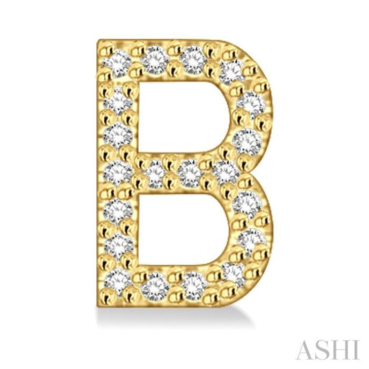1/8 Ctw Initial 'B' Single Cut Diamond Earrings in 10K Yellow Gold