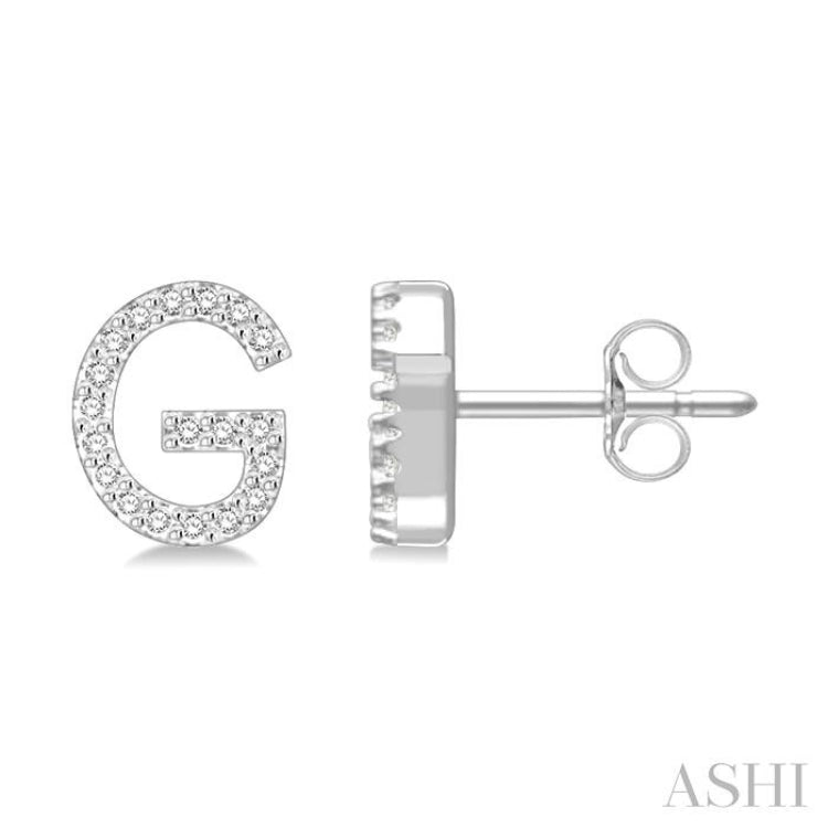 1/8 Ctw Initial 'G' Single Cut Diamond Earrings in 10K White Gold
