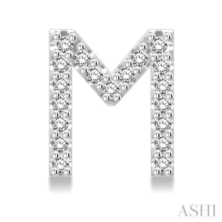 1/8 Ctw Initial 'M' Single Cut Diamond Earrings in 10K White Gold