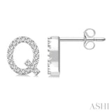 1/8 Ctw Initial 'Q' Single Cut Diamond Earrings in 10K White Gold