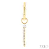 1/5 Ctw Vertical Bar Suspension Round Cut Diamond Fashion Hoop Earrings in 10K Yellow Gold