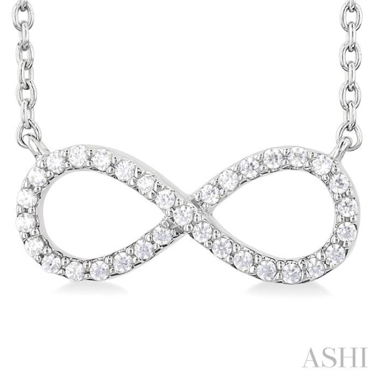 1/10 Ctw Round Cut Diamond Infinity Petite Pendant With Chain in 14K White Gold