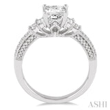 7/8 ctw Diamond Engagement Ring with 1/2 ct Princess Cut Center Stone in 14K White Gold