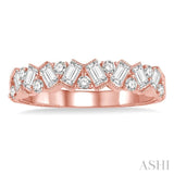 5/8 Ctw Zigzag Baguette and Round Cut Diamond Band in 14K Rose Gold