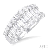 2 3/8 Ctw Baguette and Round Cut Diamond Fashion Band in 14K White Gold