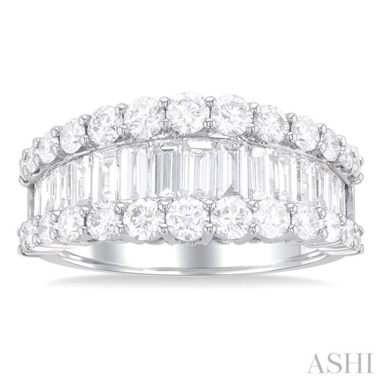 2 3/8 Ctw Baguette and Round Cut Diamond Fashion Band in 14K White Gold