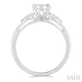 1/2 Ctw Round Shape Lovebright Carved Shank Round Cut Diamond Engagement Ring in 14K White Gold
