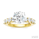 7/8 Ctw Round Shape Round Cut Diamond Semi-Mount Engagement Ring in 14K Yellow and White Gold