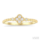 1/8 Ctw Petite Bead Shank Clover Leaf Round Cut Diamond Fashion Ring in 10K Yellow Gold