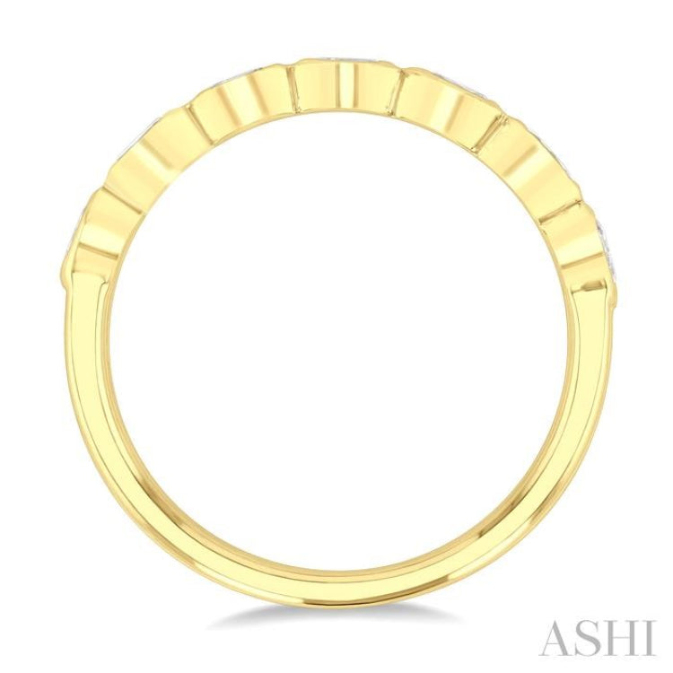 3/4 Ctw East-West Set Oval Cut Bezel Diamond Stackable Fashion Band in 14K Yellow Gold