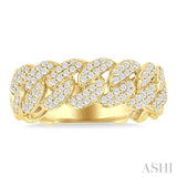 1/2 Ctw Cuban Link Round Cut Diamond Fashion Band in 14K Yellow Gold