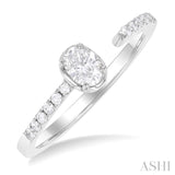 3/8 Ctw Oval and Round Cut Diamond Fashion Open Ring in 14K White Gold