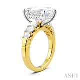 1 1/4 Ctw Emerald Shape Emerald and Round Cut Diamond Semi-Mount Engagement Ring in 14K Yellow and White Gold