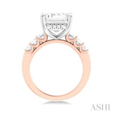 1 1/4 ctw Emerald Shape Emerald and Round Cut Diamond Semi Mount Engagement Ring in 14K Rose and White Gold