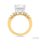 1 1/4 ctw Emerald Shape Emerald and Round Cut Diamond Semi Mount Engagement Ring in 14K Yellow and White Gold