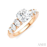 1 Ctw Round Shape Oval and Round Cut Diamond Semi-Mount Engagement Ring in 14K Rose and White Gold