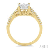 1/3 Ctw Lovebright Round Cut Diamond Engagement Ring in 14K Yellow and White Gold