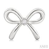 1/50 Ctw Bow Round Cut Diamond Fashion Earrings in Sterling Silver