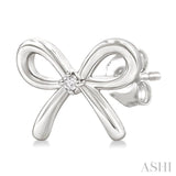 1/50 Ctw Bow Round Cut Diamond Fashion Earrings in Sterling Silver