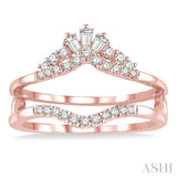 1/3 Ctw Tiara Baguette and Round Cut Diamond Insert Ring in 14K Rose Gold