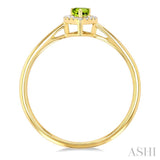 5x3 MM Pear Shape Peridot and 1/20 ctw Single Cut Diamond Halo Semi Precious Ring in 10K Yellow Gold