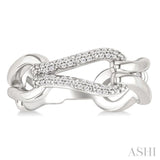 1/10 Ctw Open Window Bold Knot Link Round Cut Diamond Fashion Ring in Sterling Silver