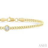 1/4 Ctw Round Cut Diamond Curb Link Bracelet in 14K Yellow Gold