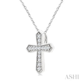 1/6 Ctw Round Cut Diamond Cross Petite Fashion Pendant With Chain in 10K White Gold