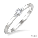 1/10 Ctw Three Stone Oval and Round Cut Diamond Petite Fashion Ring in 10K White Gold