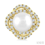 5 MM Cultured Pearl and 1/4 Ctw Single Cut Diamond Petite Fashion Earrings in 10K Yellow Gold