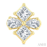 1/3 Ctw Princess and Pear Cut Diamond Fashion Earrings in 14K Yellow Gold