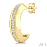 1/6 Ctw Round Cut Diamond Bold Fashion Half Hoop Earrings in 10K Yellow Gold