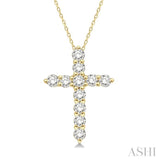 1/4 Ctw Round Cut Diamond Cross Pendant With Chain in 14K Yellow Gold