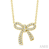 1/5 Ctw Bow Single Cut Diamond Petite Fashion Pendant With Chain in 10K Yellow Gold