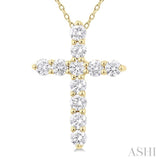 1/3 Ctw Round Cut Diamond Cross Pendant With Chain in 14K Yellow Gold