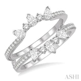 3/4 ctw Pear Cut & Round Cut Diamond Insert Ring in 14K White Gold