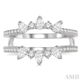 3/4 ctw Pear Cut & Round Cut Diamond Insert Ring in 14K White Gold