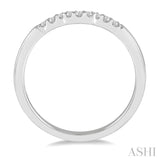 1/10 Ctw Waves Center Round Cut Diamond Wedding Band in 14K White Gold