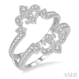 1/4 ctw Marquise Fleur De Lis Round Cut Diamond Insert Ring in 14K White Gold