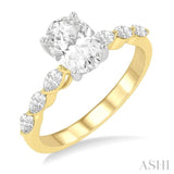 3/8 Ctw Oval Shape Marquise & Round Cut Diamond Semi-Mount Engagement Ring in 14K Yellow and White Gold