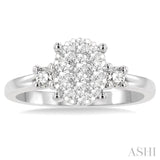 5/8 Ctw Oval Shape Lovebright Round Cut Diamond Engagement Ring in 14K White Gold