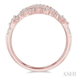 1/3 Ctw Alternating Marquise and Circular Mount Round Cut Diamond Curved Band in 14K Rose Gold