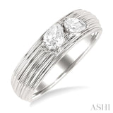 3/8 Ctw Textured Shank 2-Stone Pear Cut Diamond Fashion Band in 14K White Gold