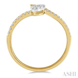 1/4 Ctw Open-End Oval Mount Lovebright Round Cut Diamond Ladies Ring in 14K Yellow and White Gold