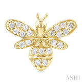 1/8 Ctw Petite Bumble Bee Round Cut Diamond Fashion Stud Earring in 10K Yellow Gold