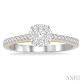 3/8 Ctw Circular Mount Lovebright Round Cut Diamond Ring in 14K White and Yellow Gold