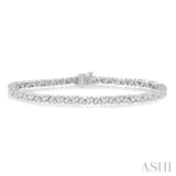 3 ctw Zigzag Baguette and Round Cut Diamond Bracelet in 14K White Gold