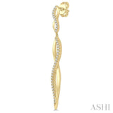 1/3 Ctw Climbing Stalk Round Cut Diamond Fashion Long Earrings in 14K Yellow Gold